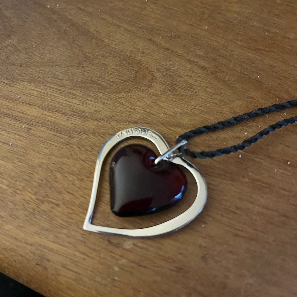 Lalique amber crystal heart necklace